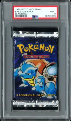 1999 WOTC Pokemon Base Set Foil Booster Pack BLASTOISE PSA 9 MINT Feels Heavy - Image 1