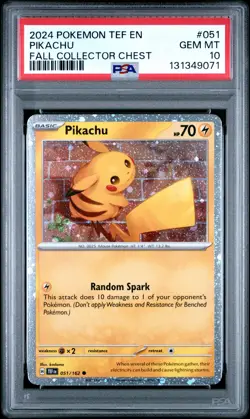 2024 POKEMON TEF EN-TEMPORAL FORCES FALL COLLECTOR CHEST #051 PIKACHU PSA 10 - Image 1