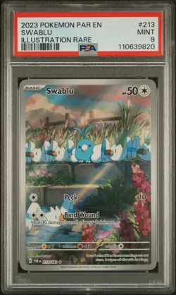 PSA 9 Mint Swablu 213/182 Illustration Rare - Pokemon Paradox Rift SV04 - Image 1