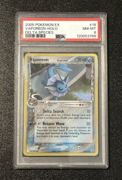 PSA 8 💎 VAPOREON #18 HOLO - POKEMON EX DELTA SPECIES 2005 - Image 1