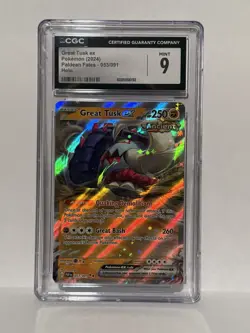 Pokemon TCG Great Tusk ex SV: Paldean Fates 053/091 Holo Double Rare CGC MINT 9 - Image 1