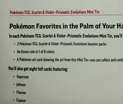 Pokemon TCG Prismatic Evolutions Costco Mini Tins 8 Pack SEALED - Image 3