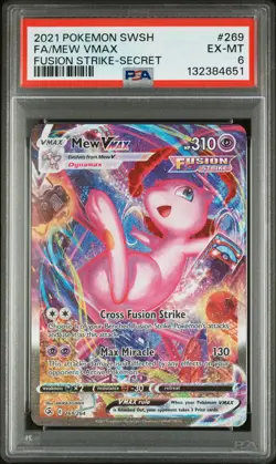 2021 POKEMON SWORD & SHIELD FUSION STRIKE SECRET #269 FULL ART/MEW VMAX PSA 6 - Image 1
