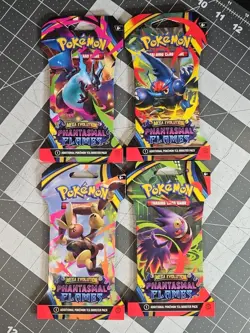Pokemon Mega Evolution Phantasmal Flames 4x Sleeved Booster Pack Art Set - Image 1