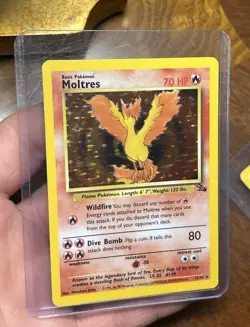 Vintage Fossil Holo Moltres 1999 Pokemon Card Legendary Bird Trio - Image 1