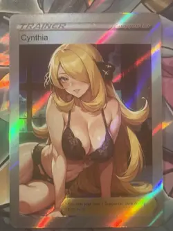 Pokemon Cynthia Anime Waifu Custom DIY Trainer Art Pokemon card - Image 2