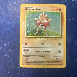 Pokemon Hitmonchan Base Set 2 Holo Unlimited Rare Card 7/102 Vintage TCG | LP - Image 1