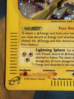 Raikou H26/H32 Pokemon Skyridge 2003 Holo Rare Card LP / MP - Image 3