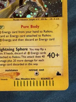 Raikou H26/H32 Pokemon Skyridge 2003 Holo Rare Card LP / MP - Image 4
