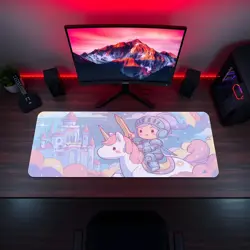 Kawaii Knight MTG Playmat - Pastel Unicorn Rider Fantasy Castle TCG Mat - Image 5