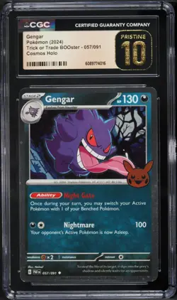 CGC Pristine 10 Gengar Cosmos Holo Trick Or Trade 2024 Pokemon Card #057 - Image 1