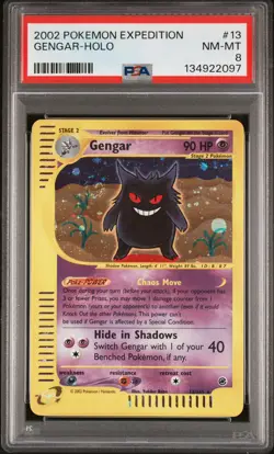 2002 Pokemon Expedition #13 Gengar Holo PSA 8 NM-MT w/ SWIRL! - Image 1