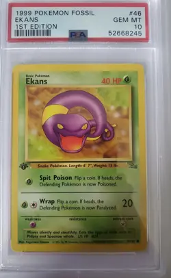 Pokemon Fossil Ekans 1st Edition PSA 10 - Image 1