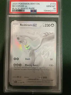 Pokemon 2025 WHT en White Flare Reshiram EX #173/086 Black White Rare PSA 10 - Image 1