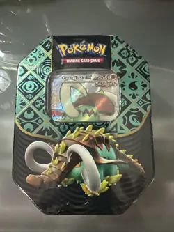 Pokemon Paldean Fates Tin Great Tusk ex 4 Packs New Sealed English SEALED NEW - Image 1
