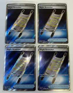 🔥 4X Pokemon TCG Night Stretcher Trainer 173/132 Secret Rare Holo Near Mint - Image 1