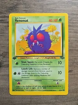 Pokemon TCG Venonat 63/64 Jungle 1st Edition WOTC NM - Image 1
