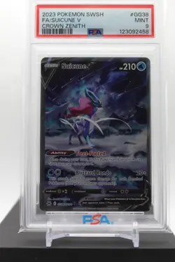 PSA 9 - Suicune v GG38/GG70 - 2023 Pokemon Crown Zenith Galarian Gallery - Image 1