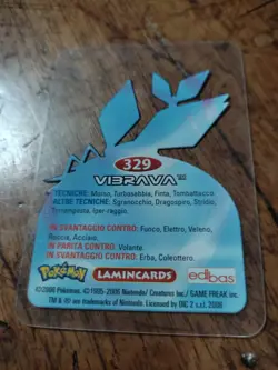 Vibrava 329 Pokemon Lamincards Edibas - ITA - EXC - Image 2