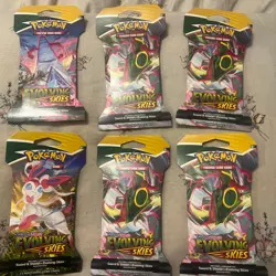 Pokemon Evolving Skies TCG Sleeved Booster Pack Brand New Factory Sealed x 6 - Image 1