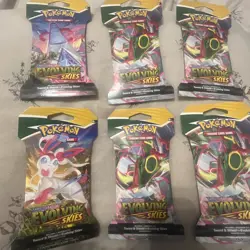 Pokemon Evolving Skies TCG Sleeved Booster Pack Brand New Factory Sealed x 6 - Image 2