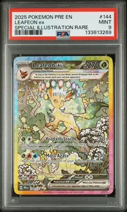 2025 POKEMON PRE EN-PRISMATIC EVOLUTIONS #144 LEAFEON EX PSA 9 - Image 1