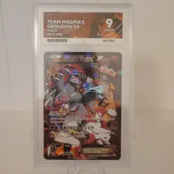 2015 POKEMON JPN XY DOUBLE CRISIS 1ST ED FULL ART/TEAM MAGMA'S GROUDON EX PSA 9 - Image 1