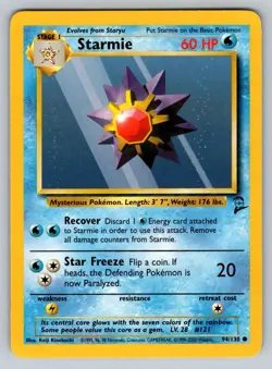 2000 Pokemon Base Set 2 Vintage WOTC Starmie 94/130 NM - Image 1