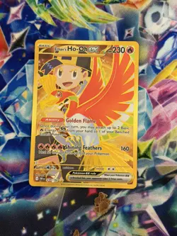 Pokemon Card - Destined Rivals Ethan’s Ho-Oh Ex Gold Hyper Rare 239/182 NM/M - Image 1