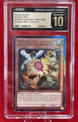 Yu-Gi-Oh! Droll & Lock Bird Alt Art RA02-EN006 Collector's Rare CGC Pristine 10! - Image 1
