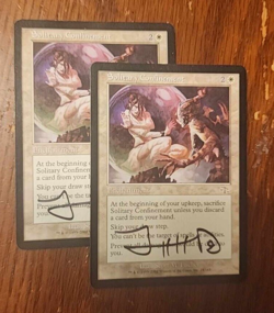 2x signed Solitary confinement rare enchantment cards - Judgment- NM/VG - Image 1