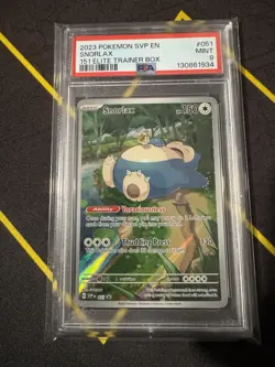 Pokemon TCG Snorlax Scarlet & Violet 151 ETB Promo Card #051 PSA 9 Mint - Image 1