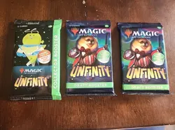 MTG Unfintiy: 1 Collector Booster Pack + 2 Draft Booster Packs - SEALED NEW 195166170732 - Image 1