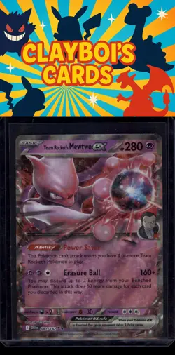 Team Rocket's Mewtwo ex SV10: Destined Rivals Pokemon 081/182 Double Rare NM+ - Image 1