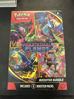2025 Pokemon Phantasmal Flames Booster Bundle 6 Pack Box Mega Evolution! - Image 1