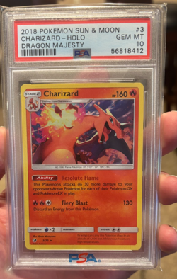 PSA 10 GEM 2018 POKEMON CHARIZARD 3/70 DRAGON MAJESTY - HOLO - Image 1