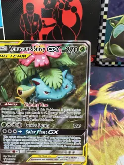 2019 Pokemon Sun Moon Venusaur Snivy GX Black Star Promo BSP #SM229 - Image 3