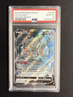 2023 POKEMON SWORD & SHIELD CROWN ZENITH #GG48 FULL ART/ZACIAN V PSA 10 - Image 1