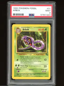 1999 Pokemon Fossil Unlimited - Arbok #31 - PSA 9 MINT - Fresh Cert! - Image 1