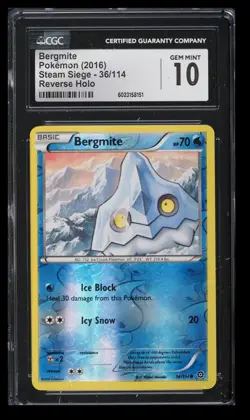2016 Pokemon Steam Siege Bergmite CGC 10 English #36/114 Reverse Holo - Image 1