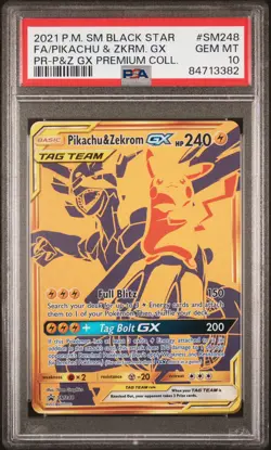 2021 Pokemon SM Black Star Promo Pikachu & Zekrom GX #SM248 Fa Premium PSA 10 - Image 1