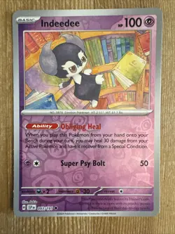 Indeedee 093/191 Pokemon Scarlet Violet Surging Sparks Reverse Holo NM - Image 1