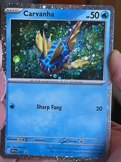 POKEMON CARVANHA SVP093 PROMO BLACK STAR COSMOS HOLFOIL WITH SWIRL NM CARD - Image 1