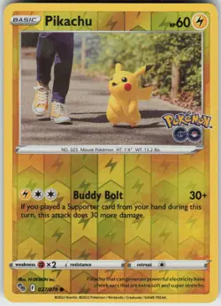 PO-06 Reverse Holo Pikachu (27) 027/078 Common Pokemon GO - Image 1