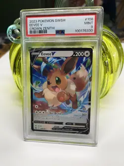 Pokemon Eevee V 2023 Crown Zenith PSA 9 Mint Card 108/159 Sword & Shield - Image 1