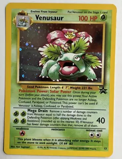 Pokemon Venusaur Holo Black Star Promo Card #13 Rare Nintendo WOTC 2000 - Image 1
