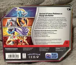 Pokemon Paradox Destinies Tin TCG Iron Boulder EX Cards 5 Packs New - Image 2