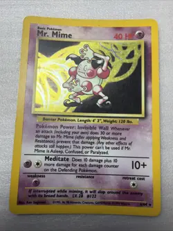 Pokemon TCG Card English Holo Rare Mr. Mime Jungle Set No Symbol Error 6/64 - Image 1