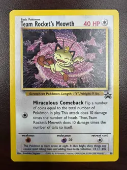 Team Rocket's Meowth 18/53 Black Star Wotc Promo Pokemon Card TCG English NM-/NM - Image 1