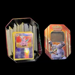 Huge Lot of Pokemon Cards in Machamp Tin! Bulk Cards + Nidorino Holo - Image 1